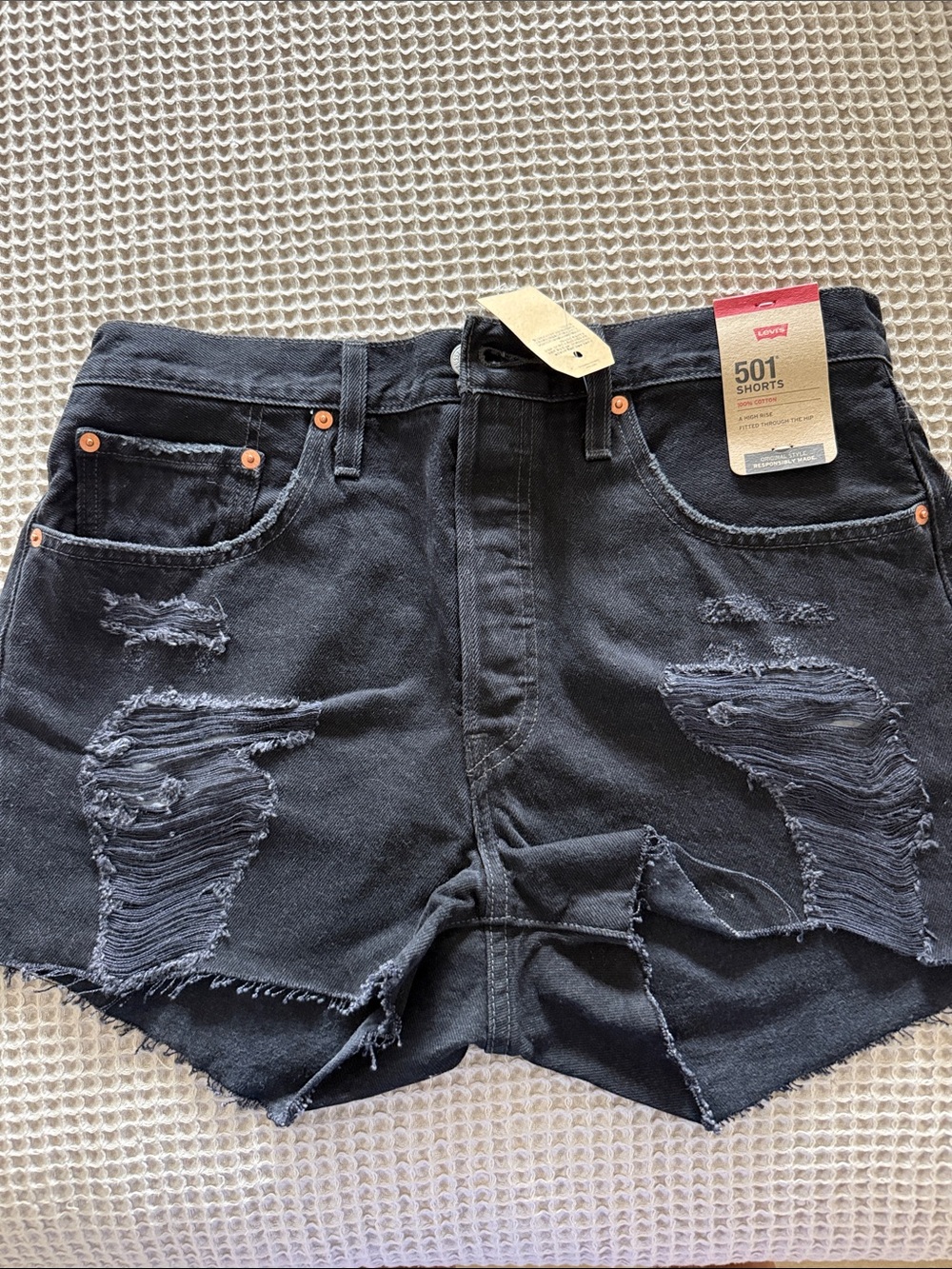 Levi's Black Distressed Women’s Denim Shorts
